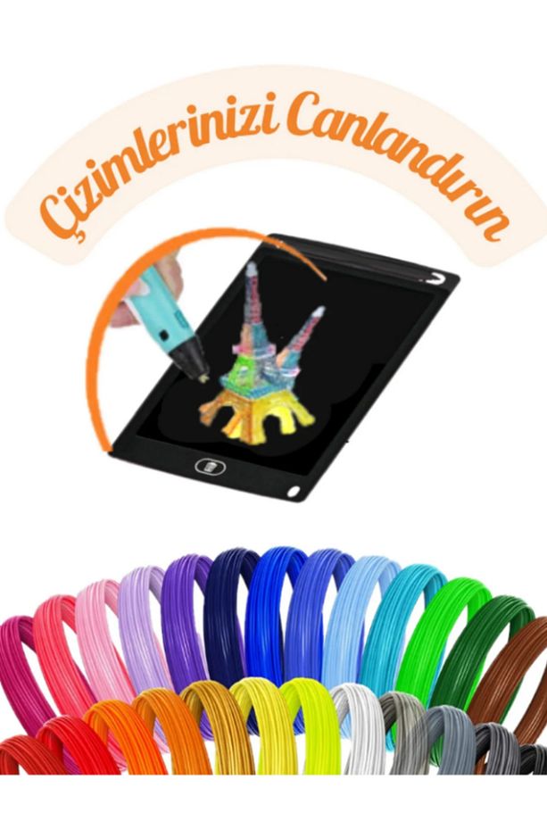 Pembe Geyik Grafik Tablet ve 3D Kalem 3D Pen USB Kablolu Üç Boyutlu Yazıcı Kalem Printer Set - Pembe - 5