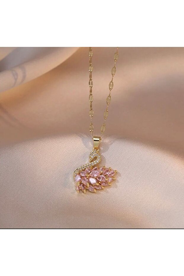 Swan Necklace with Stainless Steel and Zirconia