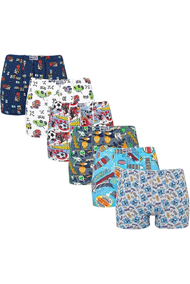 6-Piece Patterned Combed Cotton Boy Boxer - 7