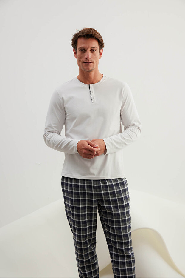 Erkek Dokuma Cepli Uzun Pijama Altı - 5