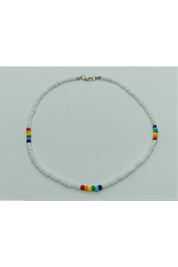 Handmade White Rainbow Rainbow Necklace Unisex