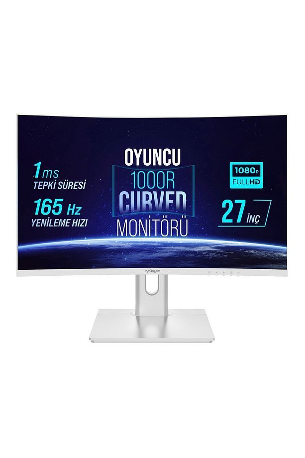 WRP27-165-W 27" 165HZ 1MS RGB 1000R Curved (HDMI+DP) Freesync+G-Sync FHD Beyaz Oyuncu Monitörü - 1
