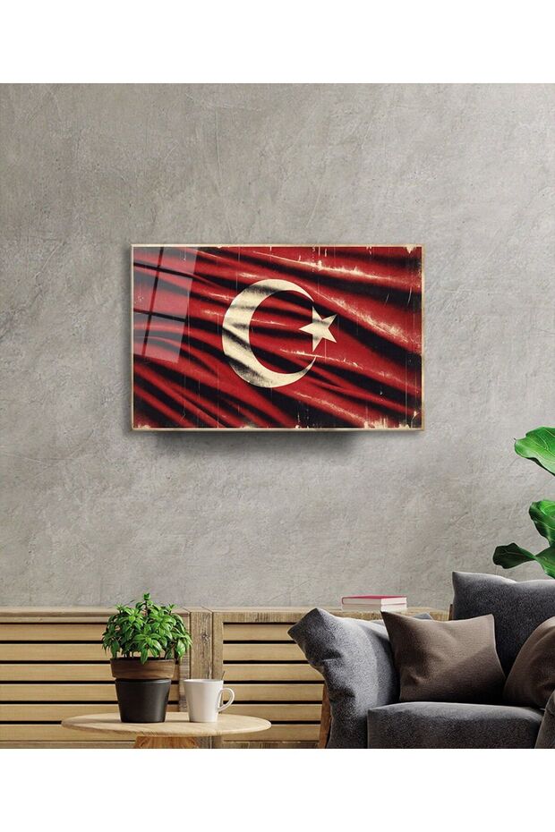 Milli Görkem Cam Tablo Hediyelik Büyük Tablo Ev Ofis Dekoru - 3