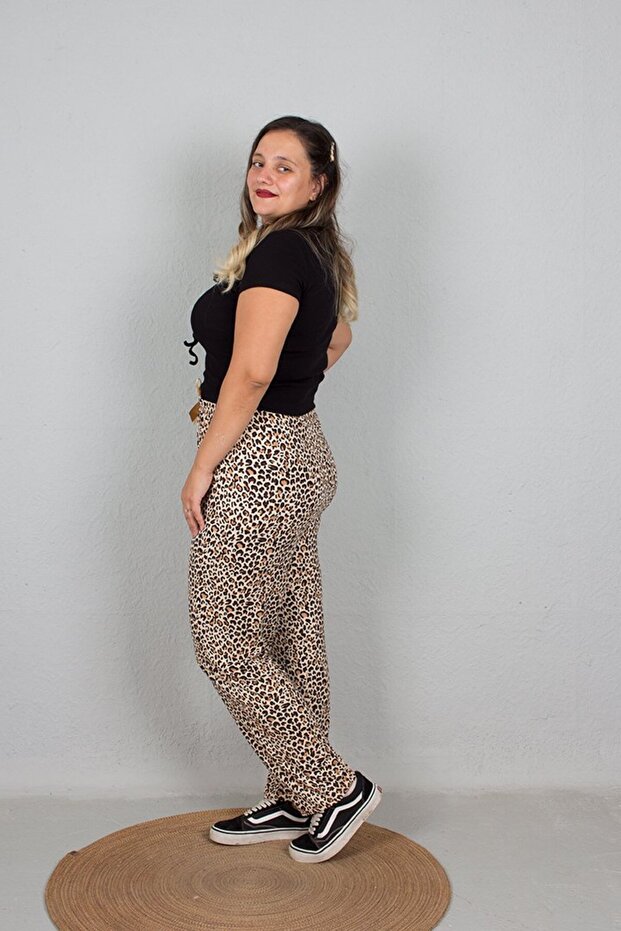 Soft Cotton Large Size Leopard Patterned Pajama Bottoms - 6