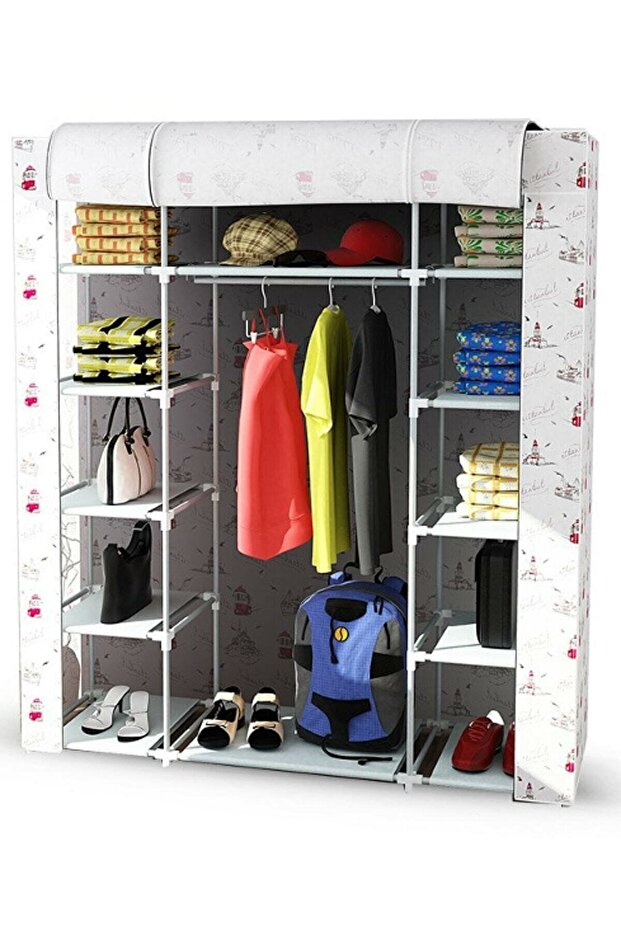 Çelik Profilli Çift Yandan Raflı Bez Dolap - 1