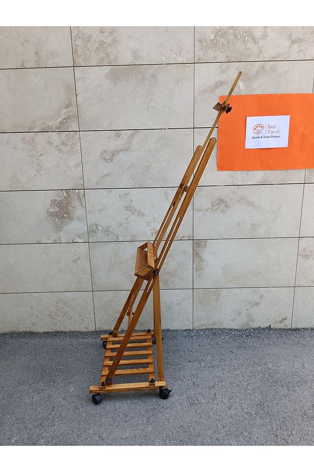 Tekerlekli Prof. Şövale Büyük Set Resim Palet Akrilik Boya Fırça Karma Seti Ahşap Kare Ayaklı H Tipi - 6