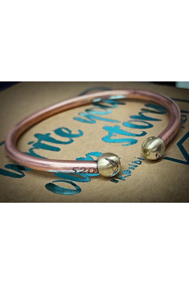 Copper Bracelet with Stress Knob Numbers Section Luck Money Copper Bracelet