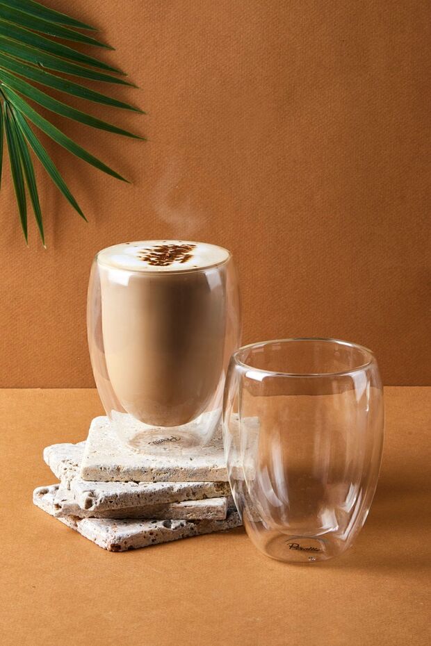 Çift Cidarlı 350ml Cam Bardak - 1