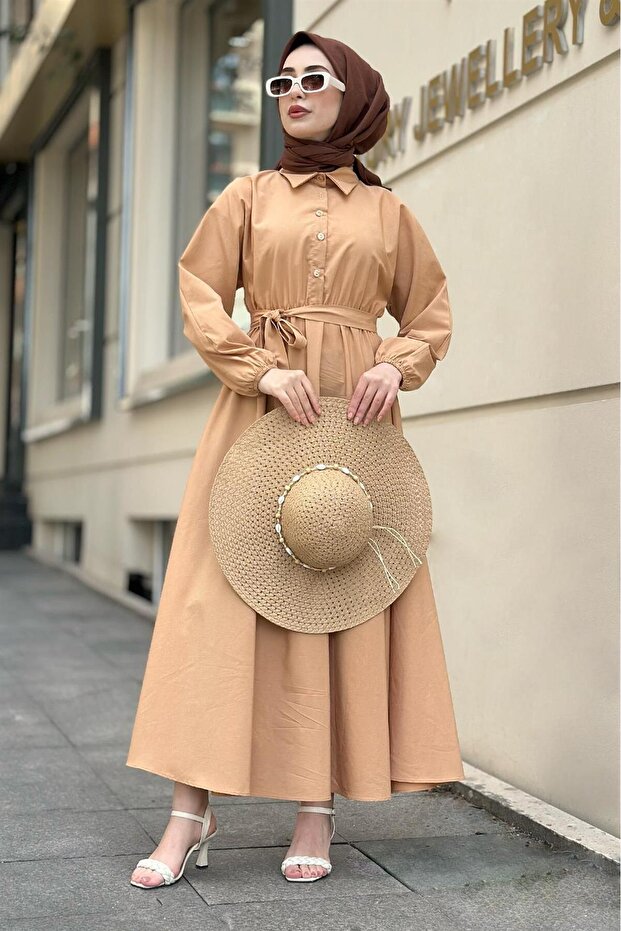 Camel Collared Mevlana Dress