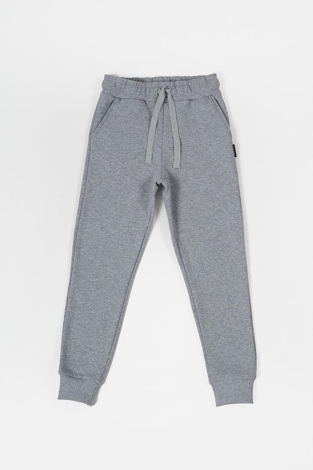 Gray thick cotton elastic waist and leg pocketed 5-6-7-8-9-10-11-12 year old boy's sweatpants