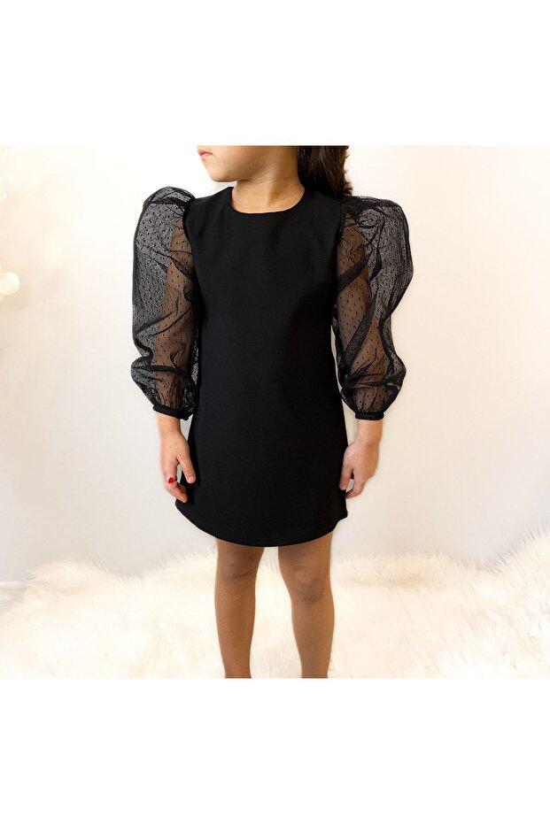 Tulle Sleeve Super Mini Girl Dress