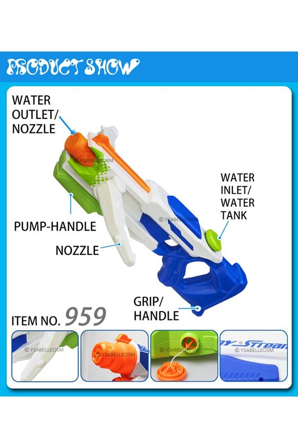 Es959a Steady Stream Water Combat Su Tabancası & Su Pompası 3 Başlıklı Tri-strike Dev Boy - 4
