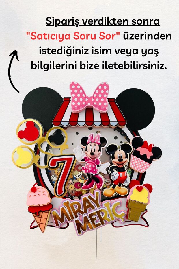 Çizgi Film Karakteri Temalı 3d Pasta Süsü Erkek Kız Çocuk Doğum Günü Isme Özel Pasta Süsü (22X20CM) - 2