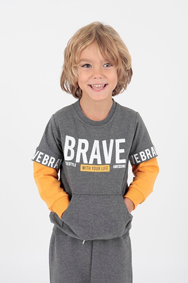 Erkek Çocuk Brave Baskılı Trend Eşofman Takımı Ak2231 - 4