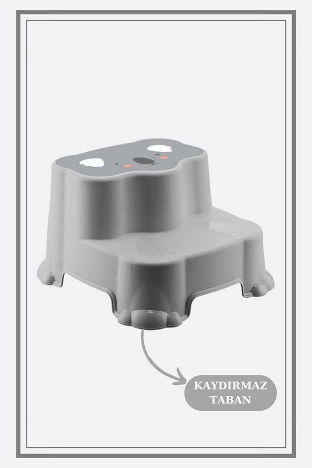 Kaydırmaz Çift Basamaklı Çocuk Taburesi Ve Kulplu Klozet Tuvalet Alıştırma Adaptörü 2'li Set - 5