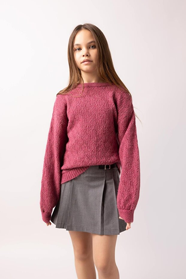 Kız Çocuk Bisiklet Yaka Triko Kazak B3865a823wn - 3