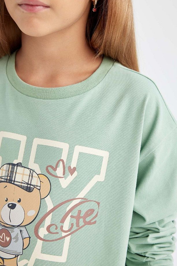 Kız Çocuk Pijama Takımı Ayı Baskılı Uzun Kollu Üst Uzun Alt D3723a824au - 5