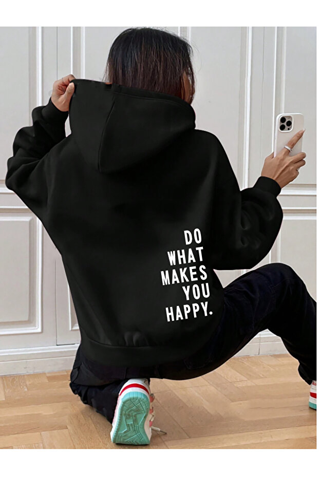 Unisex 2Ip Raised Black Do You Knitted Fabric Sweatshirt