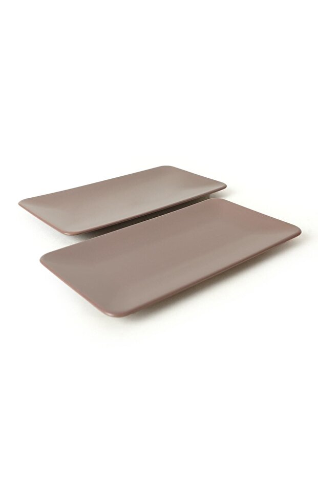 Mat Açık Taupe Siera Kayık Tabak 33 Cm 2 Adet - 3