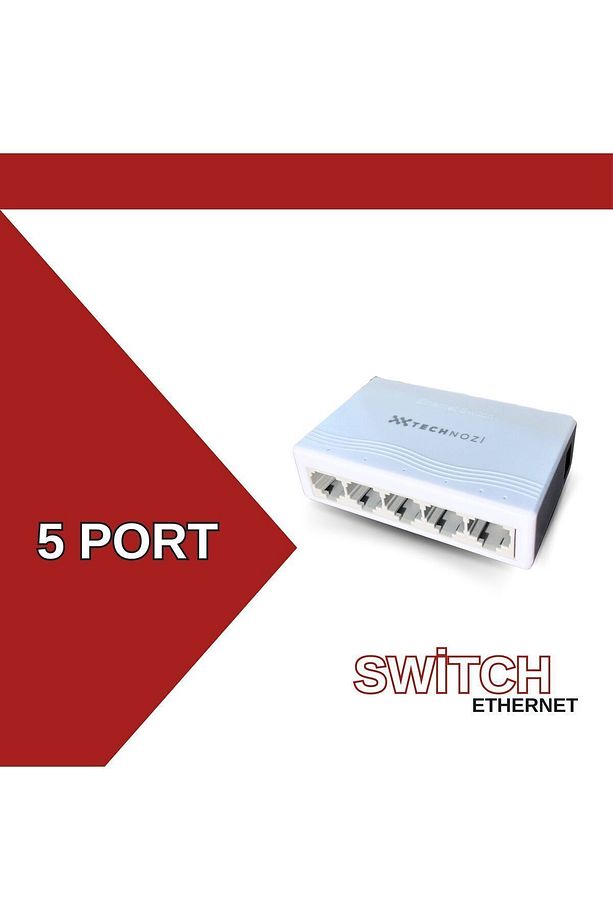 5 Port 10 / 100 Mbit Internet Hub Hup Çoğaltıcı Ethernet Switch Kablo Dağıtıcı Splitter - 2