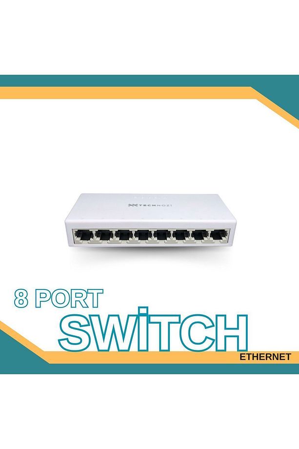 8 Port 10 / 100 Mbit Internet Hub Hup Çoğaltıcı Ethernet Switch Kablo Dağıtıcı Splitter - 1