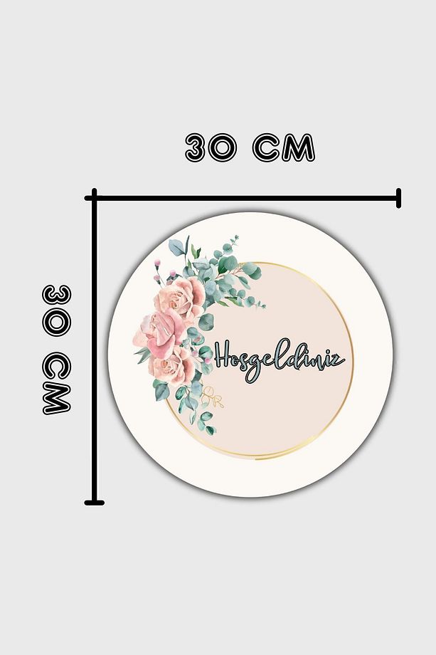 Modern Dijital Baskı Kapı Süsü - Pembe Çiçekli Hoşgeldiniz - Dekorasyon Kapı Süsü - 8
