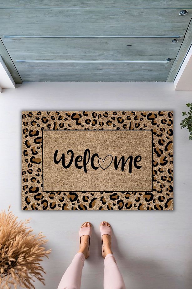 Modern Dijital Baskı Paspas - Leopar Welcome Door Mat - Kapi Onu Paspasi - 1