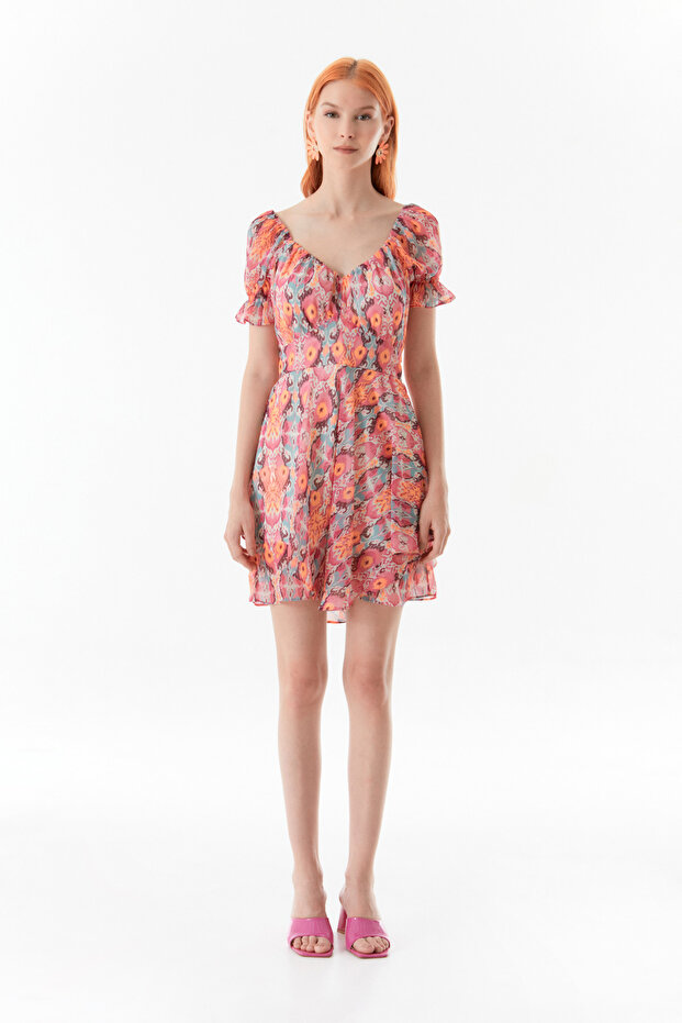 Baskılı Mini Elbise - 8