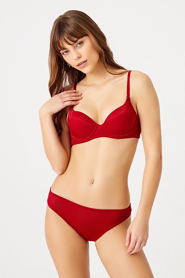 Light Supported Honeycomb Patterned Bra Set - 1