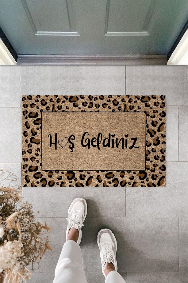 Modern Dijital Baskı Paspas - Leopar Hoşgeldiniz Kapi Paspasi - Kapi Onu Paspasi - 1
