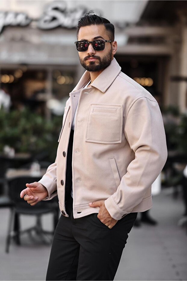 oversize kaşe ceket - 4