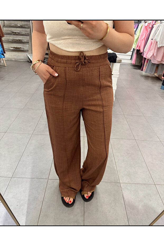 Melange Sofia Linen Palazzo Trousers