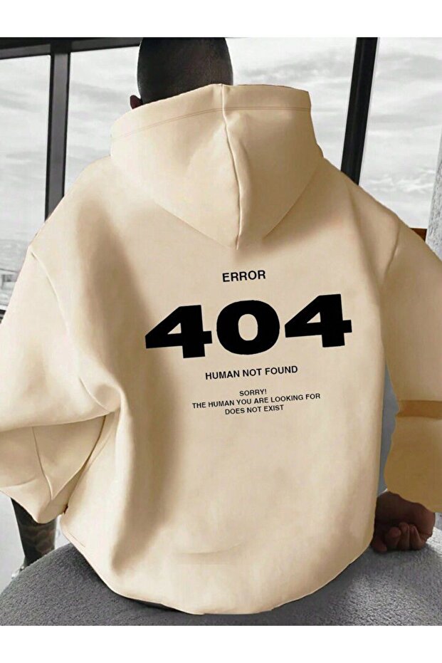 Unisex 404 Eror Human Not Found Printed Oversize Hooded Hoodie