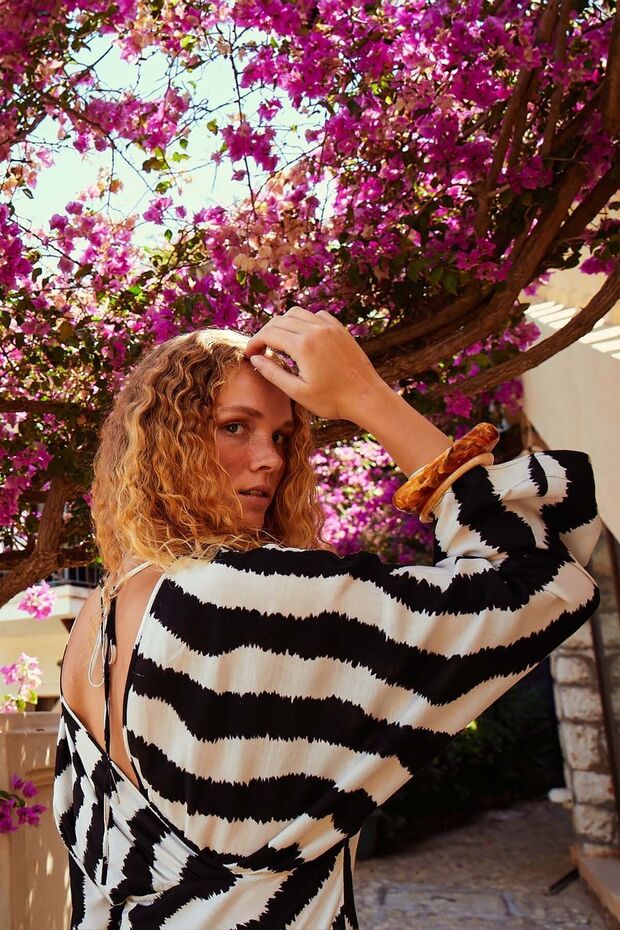 Zebra Desenli Elbise - 6