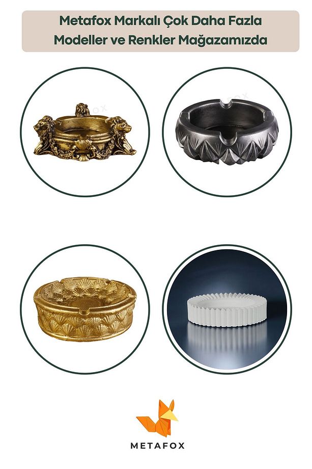 Küllük Kül Tablası Sigara Küllüğü Altın Renk Model 2 - 6