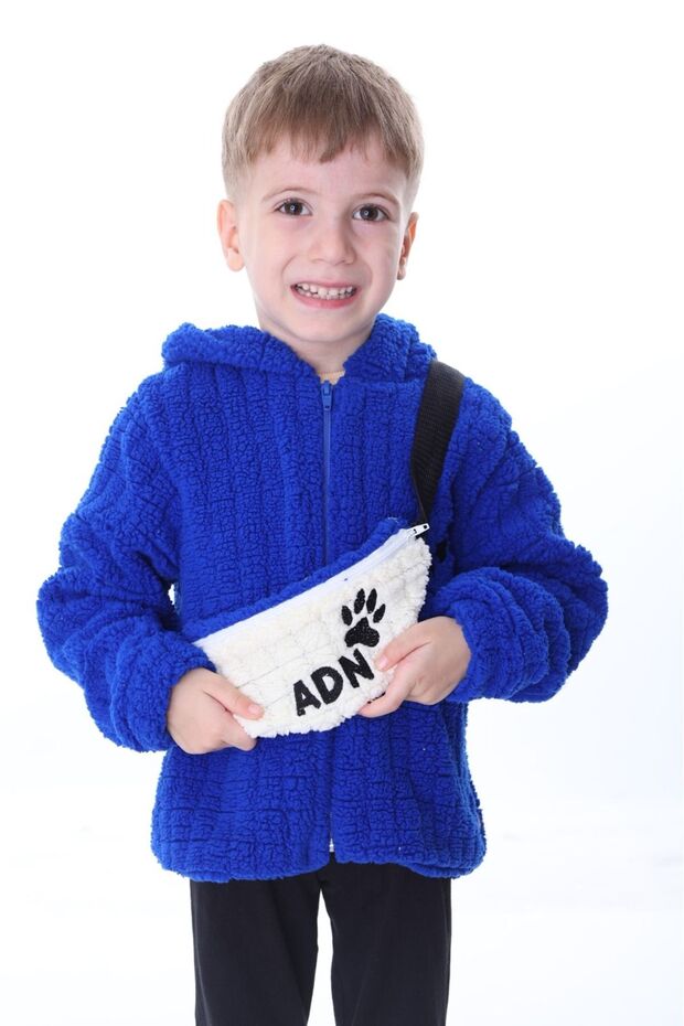 Sax Blue Kareluxe Children's Cardigan with Plush Accessories - Unisex 1-5 Years