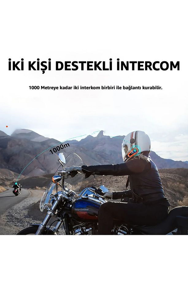 Q08-2X İki Kişi Bağlantılı Motorsiklet Kask İntercom RGB Işıklı Motorsiklet İnterkom - 5