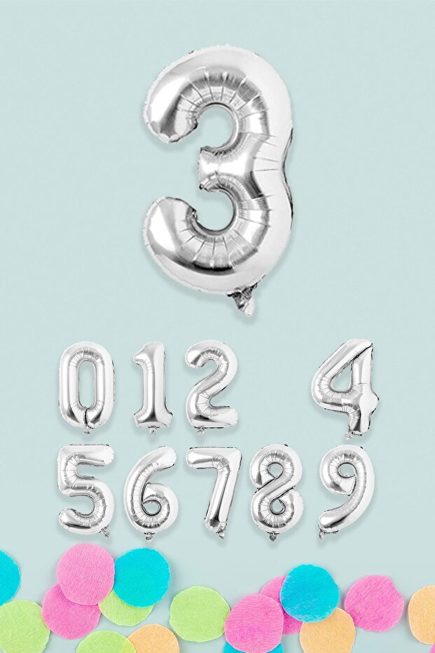 Silver Number Foil Balloon Silver Number Balloons 16 inch 40 cm