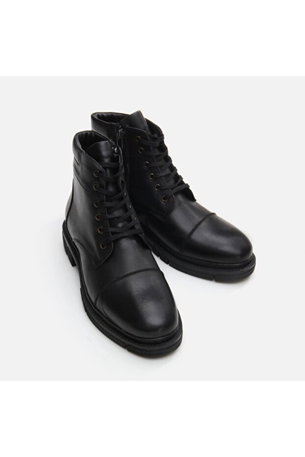 Hakiki Deri Yaya Siyah Bot & Bootie - 3