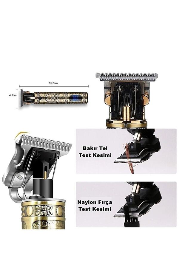 T- Bıçaklı Güçlendirilmiş Tıraş Makinesi Saç Kesme Led Dijitali Ekranlı - 2