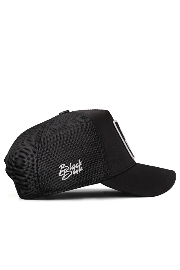 V2 Cordura 7 Numara Logolu Siyah Trucker Şapka - 2