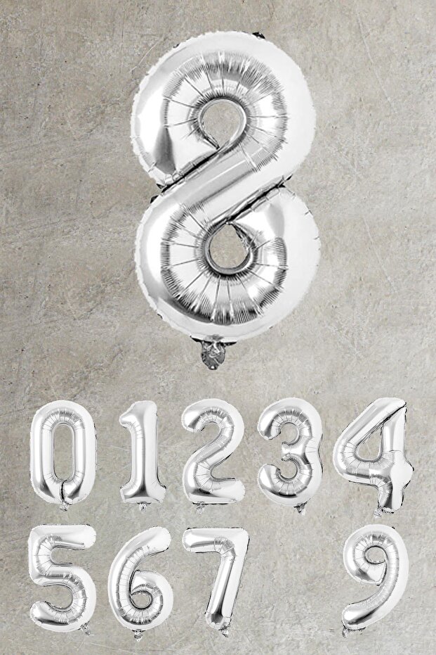 Silver Number Foil Balloon Large Size Silver Number Balloons 100cm 40inch