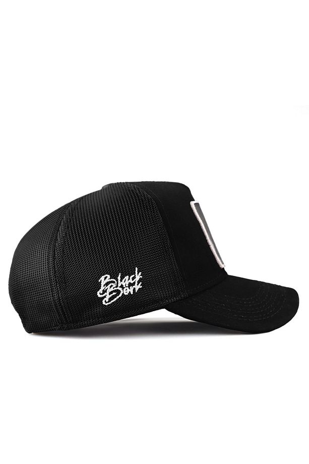 V1 Kurt Logolu Siyah Trucker Şapka - 4