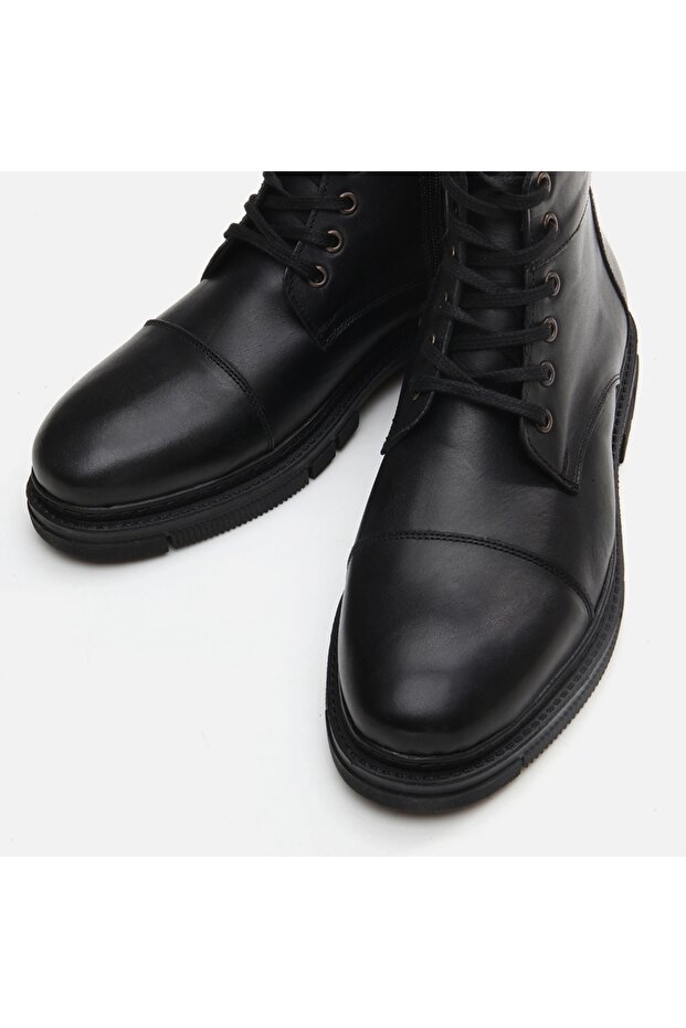 Hakiki Deri Yaya Siyah Bot & Bootie - 4