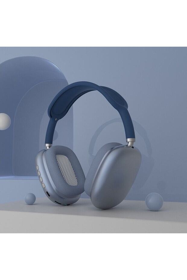 P9 Air Kablosuz Bluetooth 5.0 Wirelles Mikrofonlu Kulaklık Stereo Mavi - 1