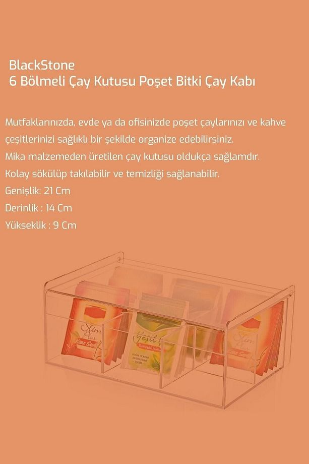 6 Bölmeli Çay Kutusu Poşet Bitki Çay Kabı - 4