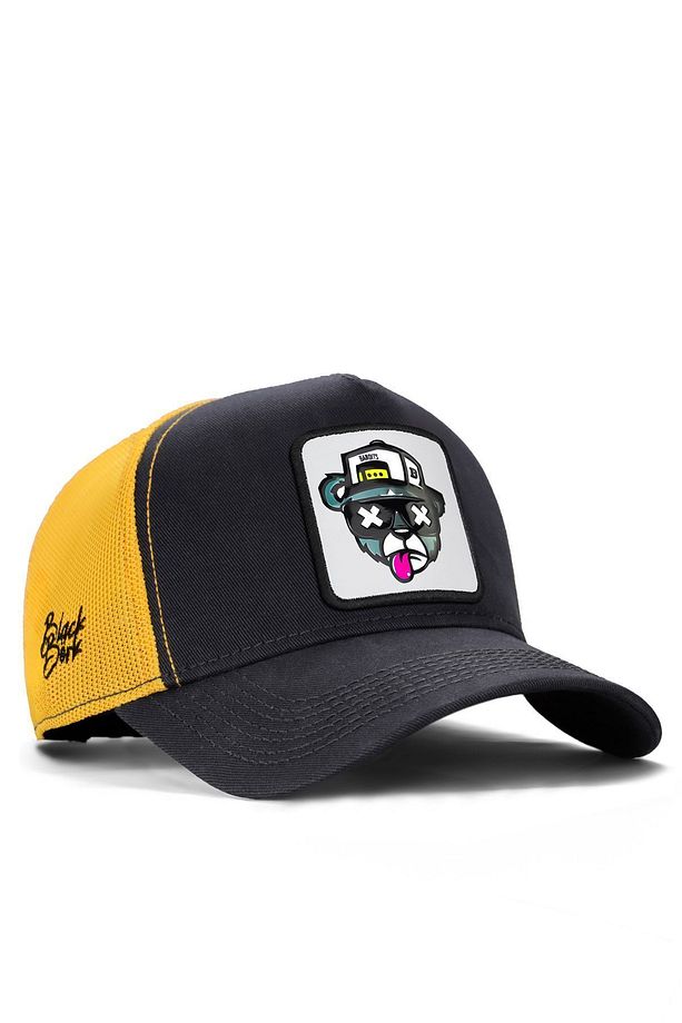 V1 Ayı Logolu Antrasit-sarı Trucker Şapka - 1
