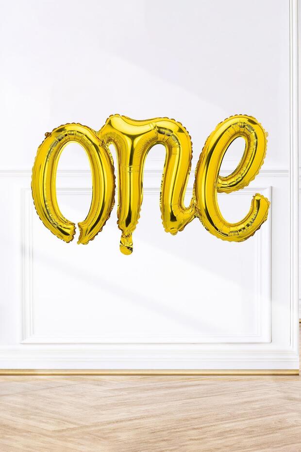 One Foil Balloon GOLD Italik Combined 1 Year Old Balloon 110cm