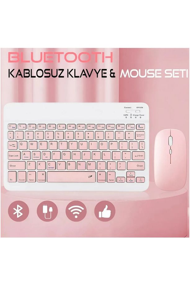Kablosuz Klavye Ve Mouse Seti Bluetoothlu Şarj Edilebilir Windows İos Android Telefon Tablet Uyumlu - 1