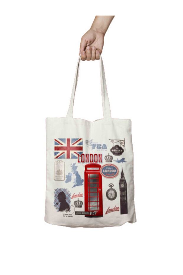 London Telephone Booth Two Sided Permanent Printed Washable Cloth Bag Shoulder Bag